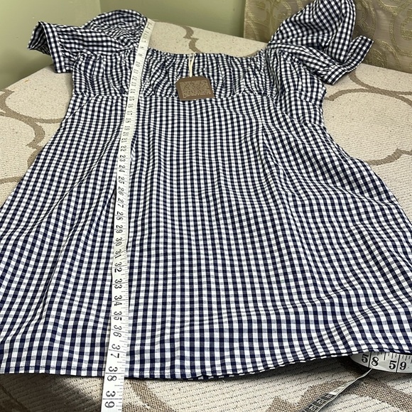 NWT ANTHROPOLOGIE FOREVER THAT GIRL PUFF SLEEVE MINI DRESS BLUE GINGHAM LARGE - Picture 12 of 17